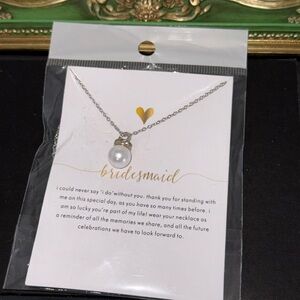Bridesmaid Silver Pearl Necklace